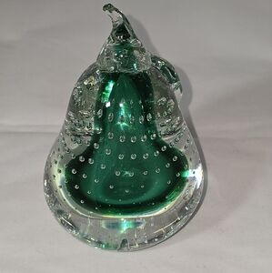 Art Glass Controlled Bubbles Pear Paperweight